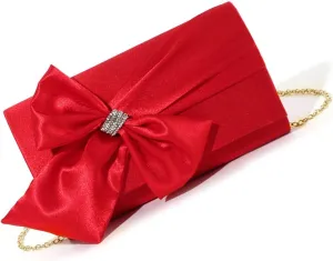 Women Evening Bag Bows Banquet Bag Clutches Purse Chain Strap Shoulder Crossbody Bag Elegant Handbag for Party Wedding