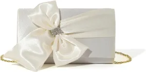 Women Evening Bag Bows Banquet Bag Clutches Purse Chain Strap Shoulder Crossbody Bag Elegant Handbag for Party Wedding