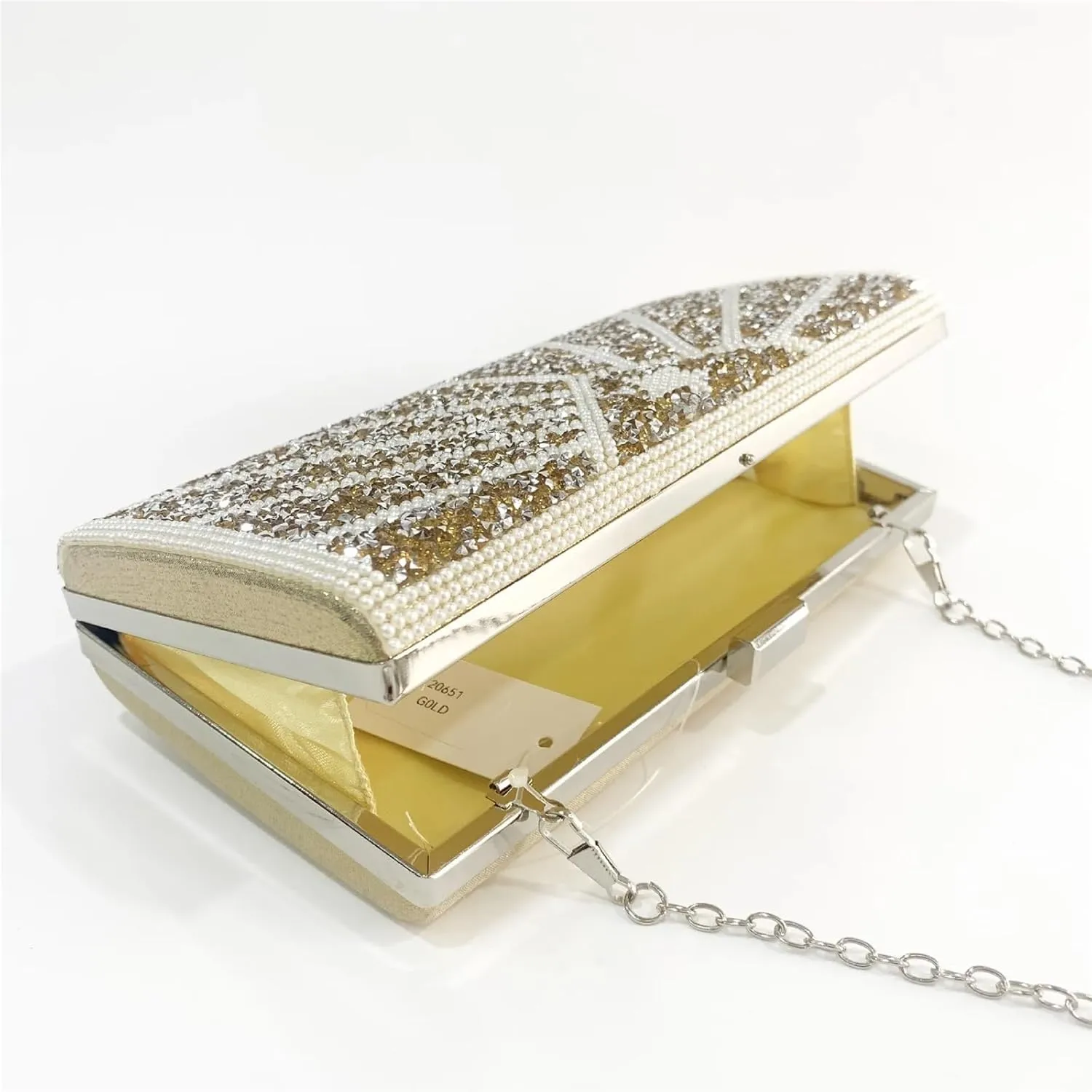 Women Evening Bag Rhinestone Silver Gold Clutches Ladies Banquet Wedding Dinner Long Purse Female Handbag For Walks