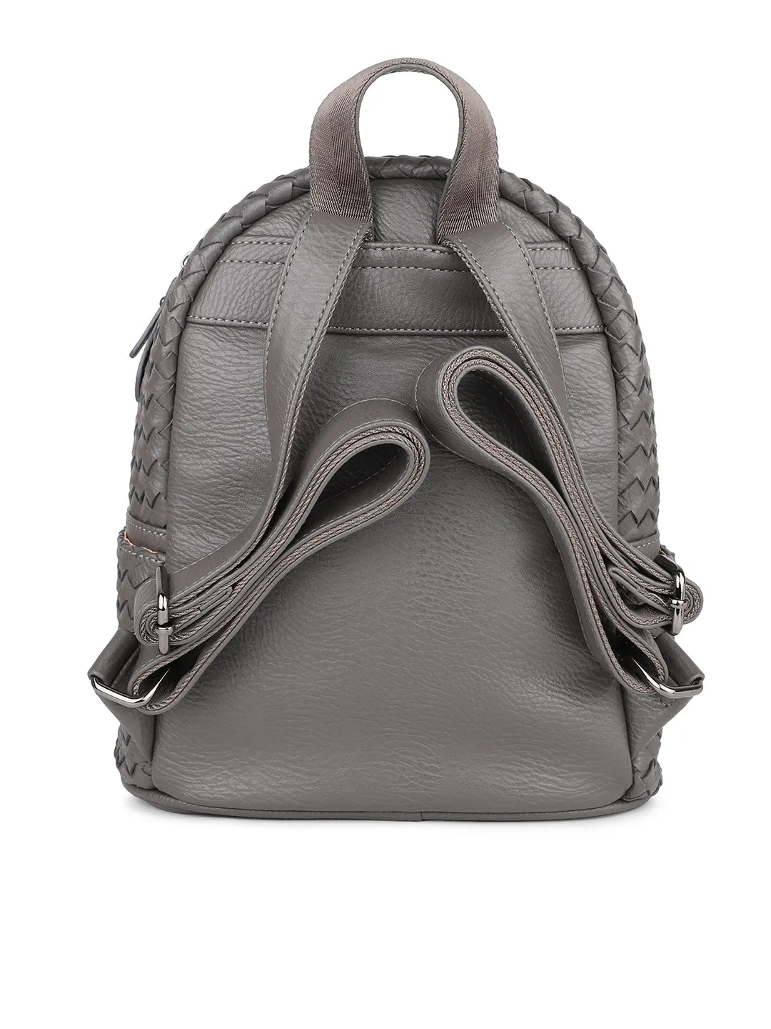 Women Grey Textured Mini Backpack