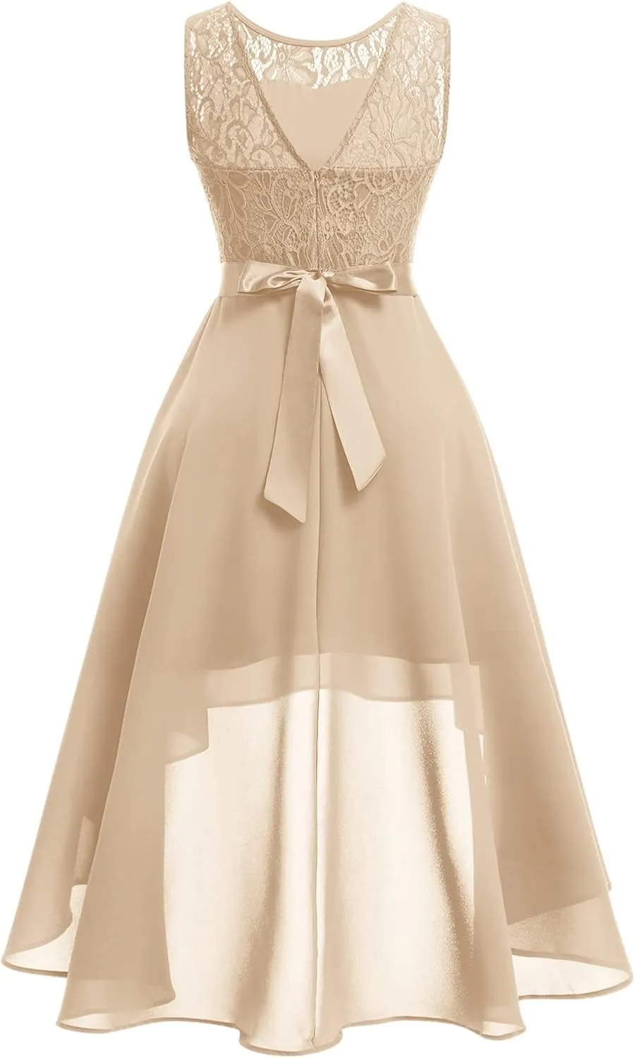Women Halter Neck High Low Cocktail Skater Dress Vintage Floral Lace Chiffon Bridesmaid Dress Hi Lo Wedding Swing Party Dress