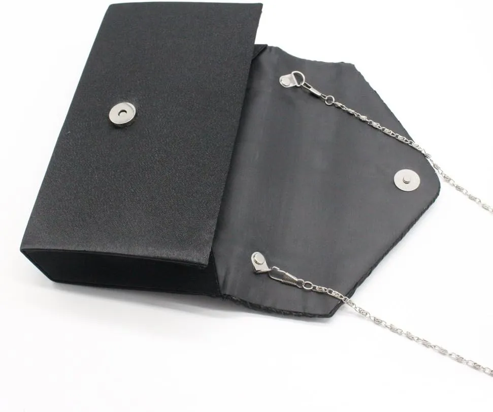 Women Rhinestone Decor Envelope Clutch Bag Evening Party Handbag Purse (White)