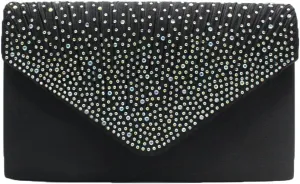 Women Rhinestone Decor Envelope Clutch Bag Evening Party Handbag Purse (White)