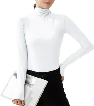 Women Winter Basic Tshirt Turtleneck Long Sleeve Shirt Casual Tees Shirts Solid Slim Basic Undershirt