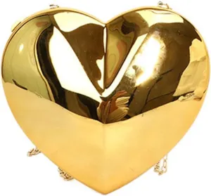 Womens Acrylic Shoulder Bag Chain Strap Crossbody Bag Evening Clutches Bag Heart Shaped Evening Handbag Change Purse