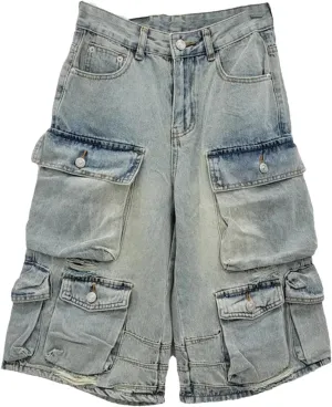 Womens Denim Mini Skirt Shorts Spring Summer High Waist Retro A-Line Office
