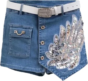 Womens Denim Mini Skirt Shorts Spring Summer High Waist Vintage Retro A-Line
