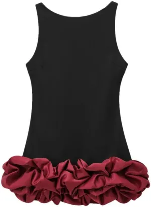 Women's Elegant Party Dresses Round Neck Sleeveless Camisole Dress Layered Decoration Short Backless Dress