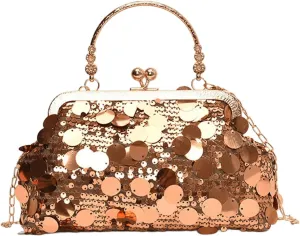 Women's Evening Handbag, Sparkly Sequin Evening Crossbody Bag, Top Handle Glitter Evening Bag, Bling Shoulder Clutch