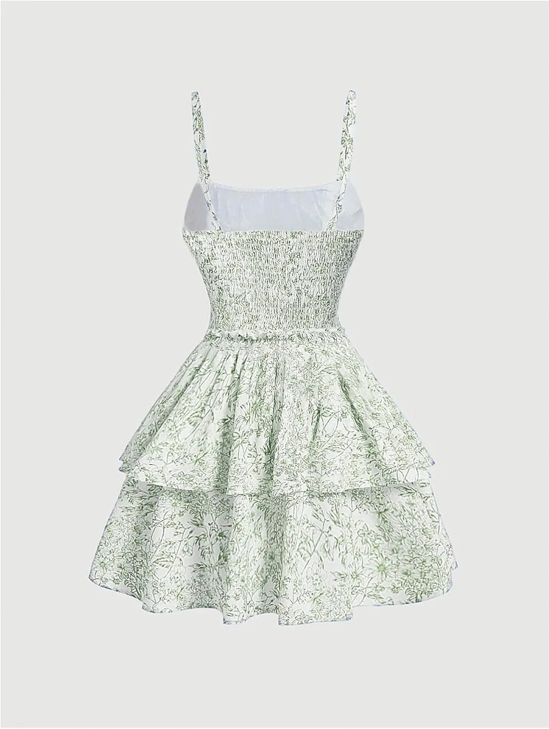 Women's Floral Print Knot Sleeveless Dress Ruched Tiered Layer Ruffle Hem Cami Dresses Boho Summer Mini Dress