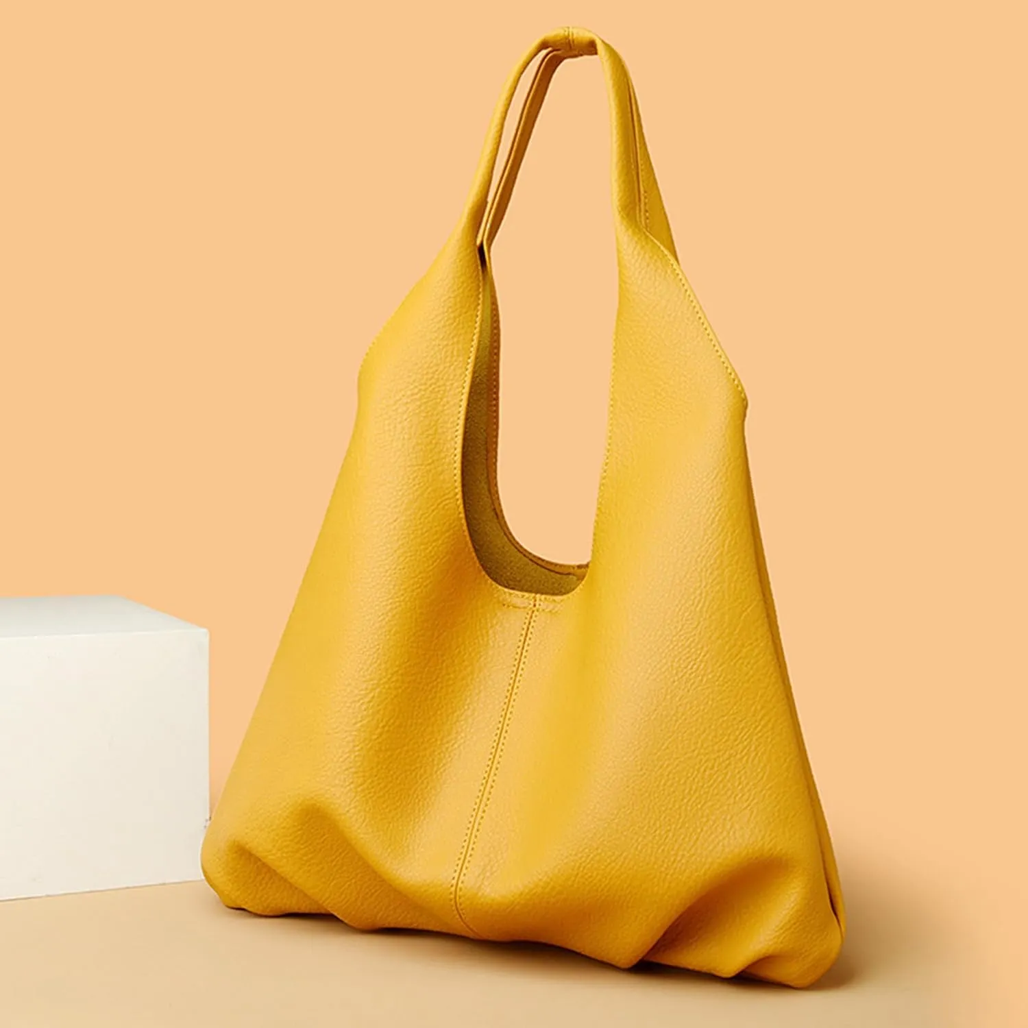 Womens Hobo Bag Large Capacity Shoulder Bag Vegan Leather Handbag Casual Top Handle Bag for Work