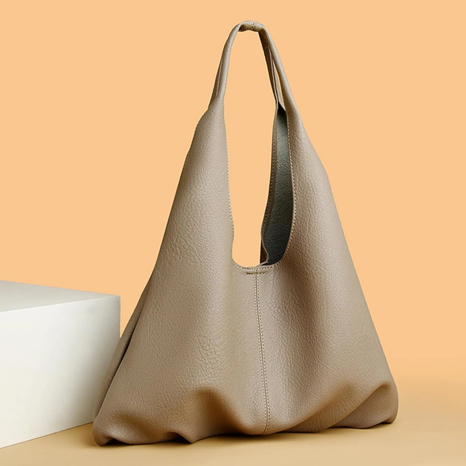 Womens Hobo Bag Large Capacity Shoulder Bag Vegan Leather Handbag Casual Top Handle Bag for Work