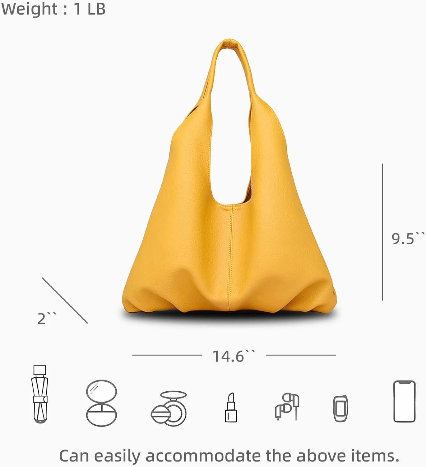 Womens Hobo Bag Large Capacity Shoulder Bag Vegan Leather Handbag Casual Top Handle Bag for Work