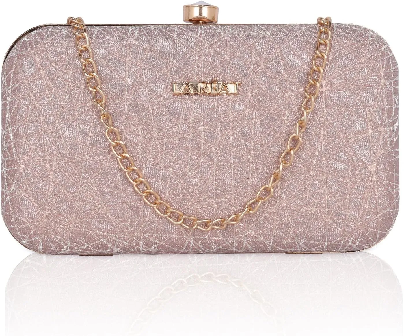 Women's Knot Design Evening Frame Clutch, Purse, Bridal Wedding Clutch Bag, Handbags Purses, Party Clutches, ROSE GOLD, M