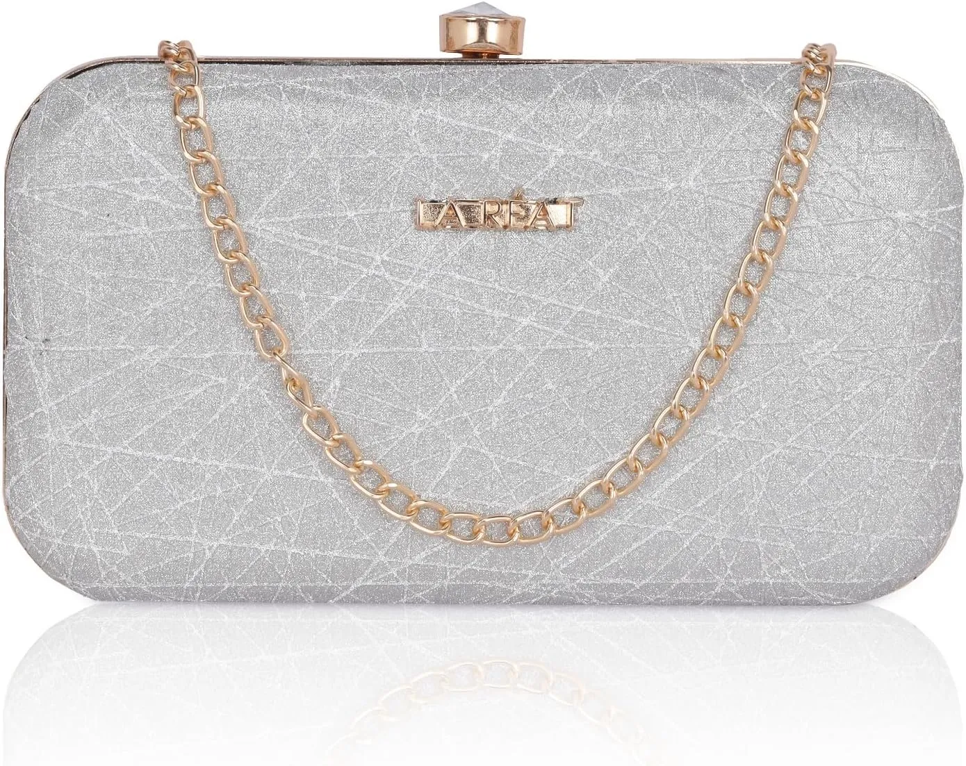 Women's Knot Design Evening Frame Clutch, Purse, Bridal Wedding Clutch Bag, Handbags Purses, Party Clutches, SILVER, M