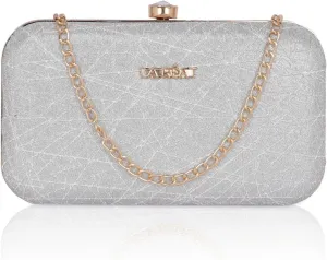 Women's Knot Design Evening Frame Clutch, Purse, Bridal Wedding Clutch Bag, Handbags Purses, Party Clutches, SILVER, M
