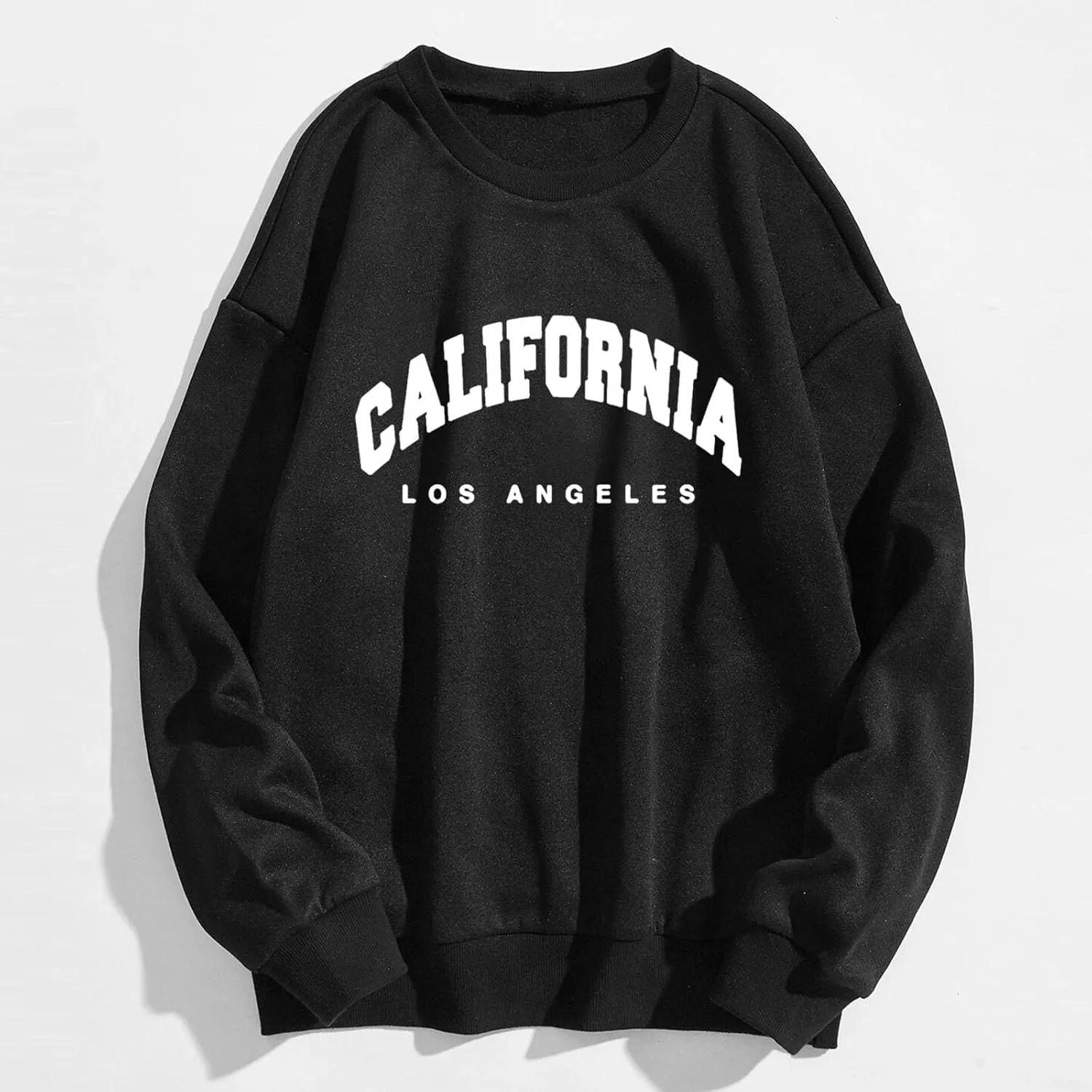 Women's Letter Graphic Print Sweatshirt Cute Los Angeles Oversized Pullover Crewneck Long Sleeve Tops for Teen Girls