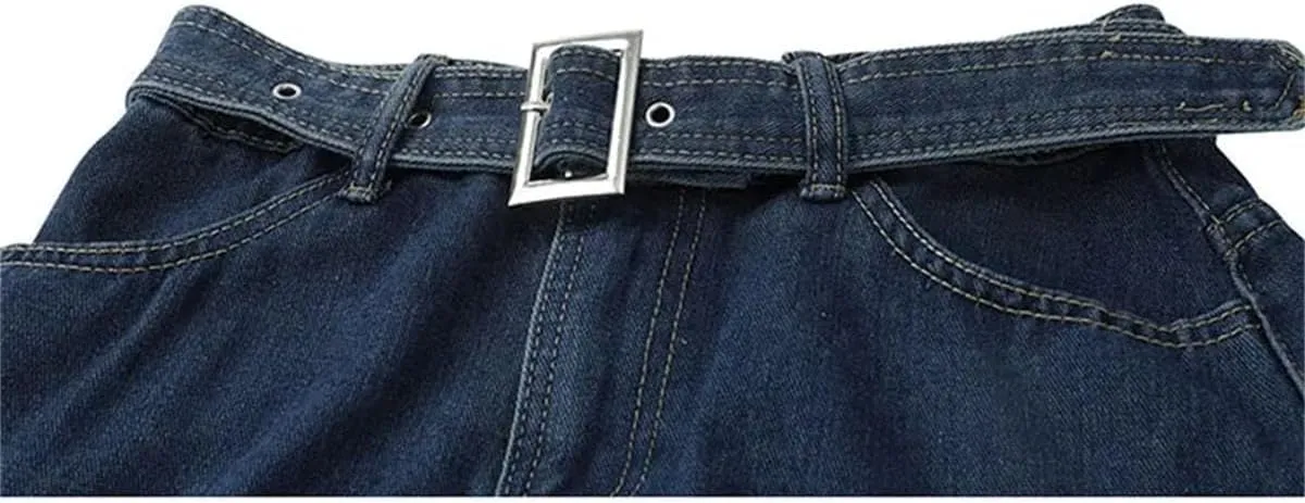 Womens Pleated Denim Mini Skirt High Waist Spring Summer Y2k Retro A-Line