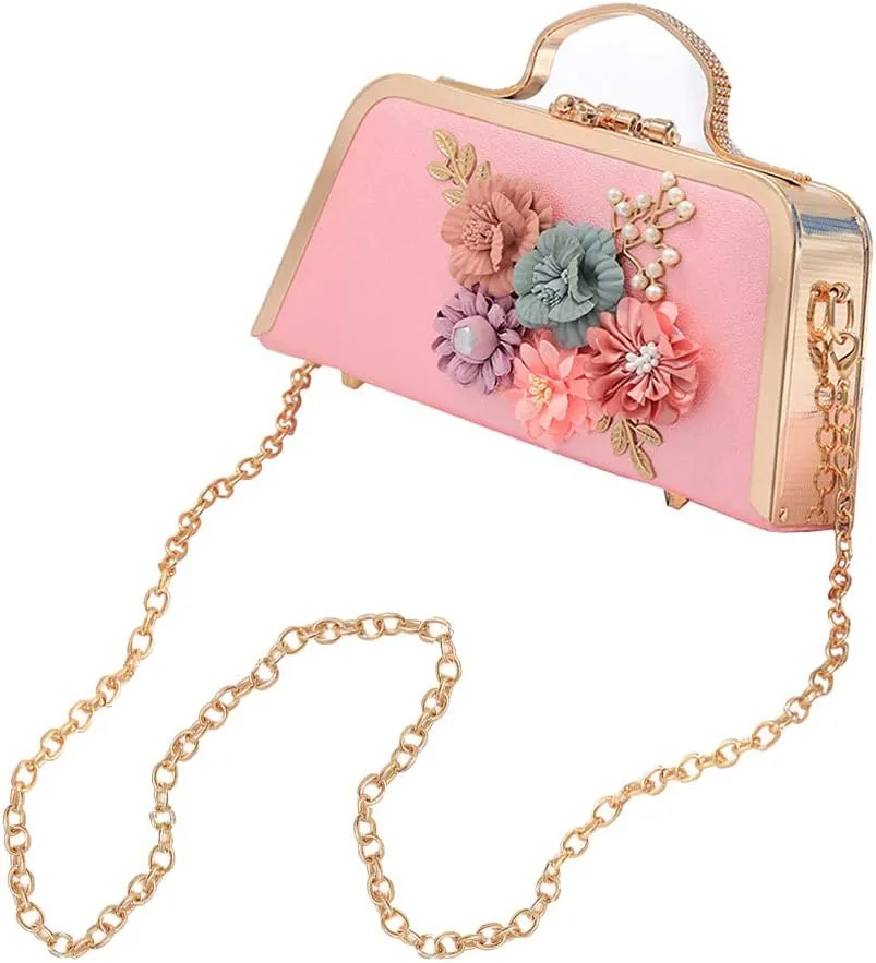 Women's Retro Handbag Clutches Purse Bags Flower Vintage Shoulder Bag Wedding Evening Handbag