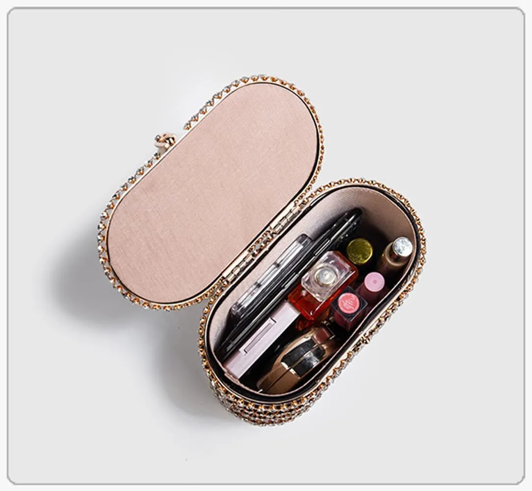 Women's Shoulder Handbag Wedding Clutch Purse Sparkly Rhinestone Bag with Pearl Handle Bride Purse Evening Handbags Champagne