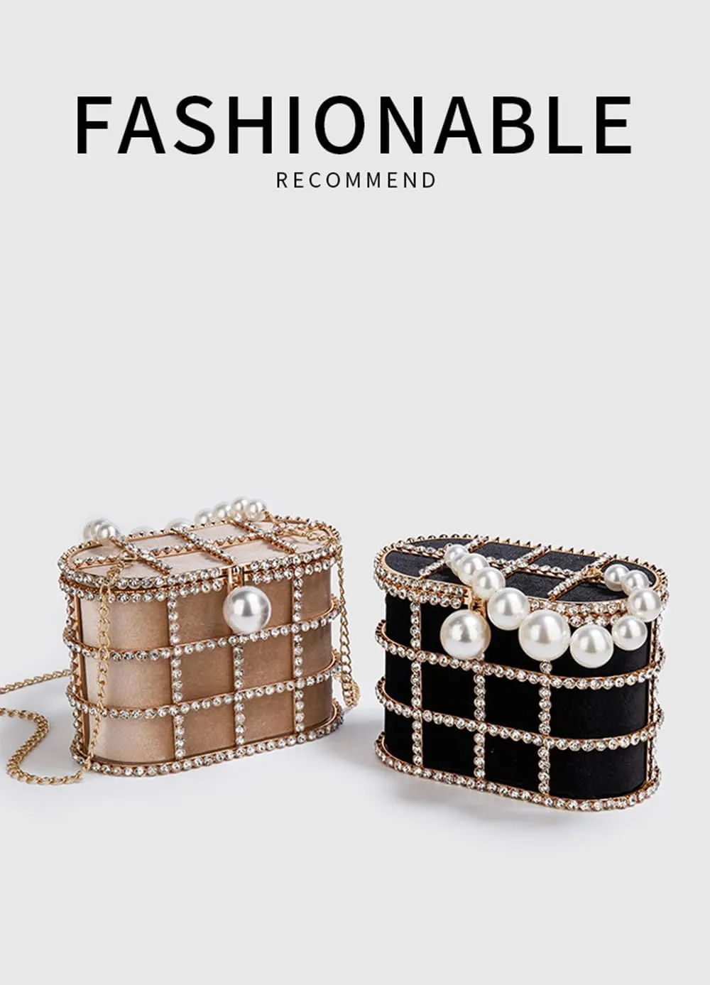 Women's Shoulder Handbag Wedding Clutch Purse Sparkly Rhinestone Bag with Pearl Handle Bride Purse Evening Handbags Champagne