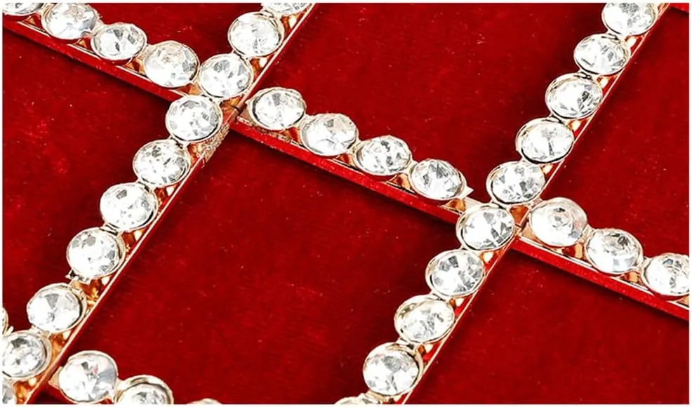 Women's Shoulder Handbag Wedding Clutch Purse Sparkly Rhinestone Bag with Pearl Handle Bride Purse Evening Handbags Red