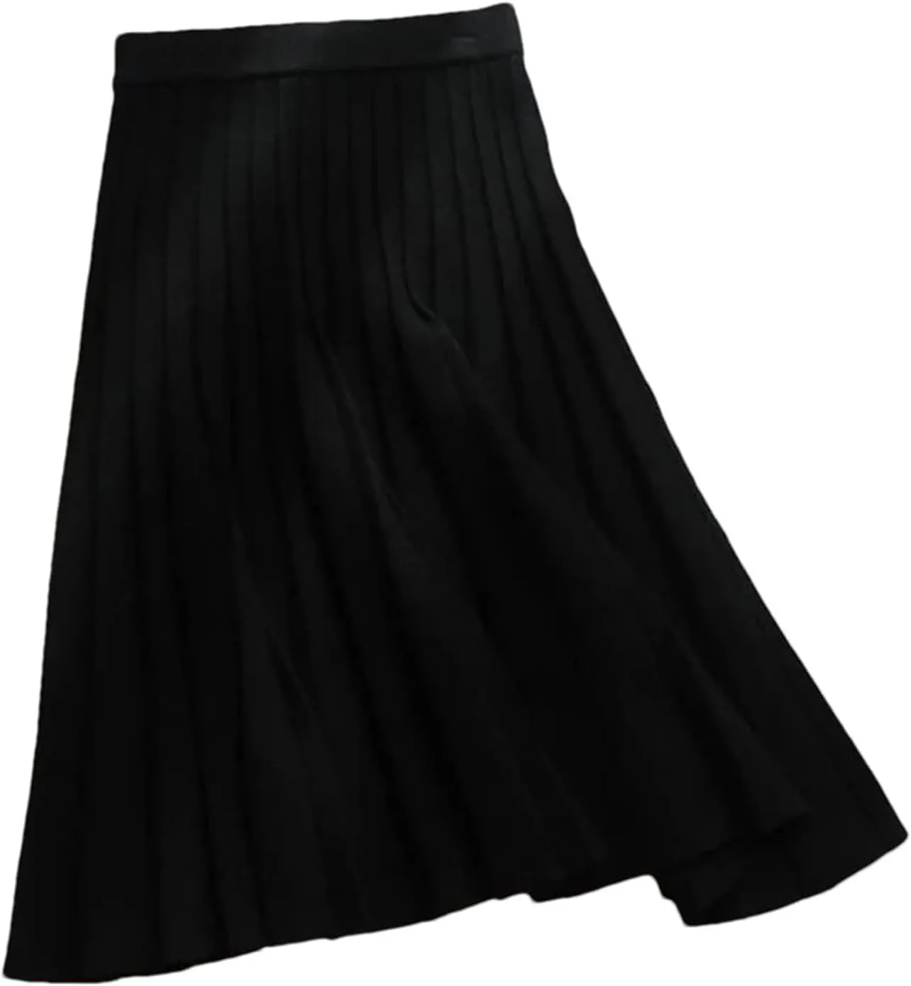 Women's Solid Color Knitted Pleated Skirt A-Line Elastic High Waist Street Casual Skirt