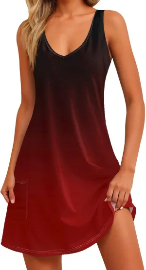 Womens Summer Dresses Sleeveless Midi Dresses for Women Plus Size Loose Flowy Dresses Women Plus Size Summer Cute