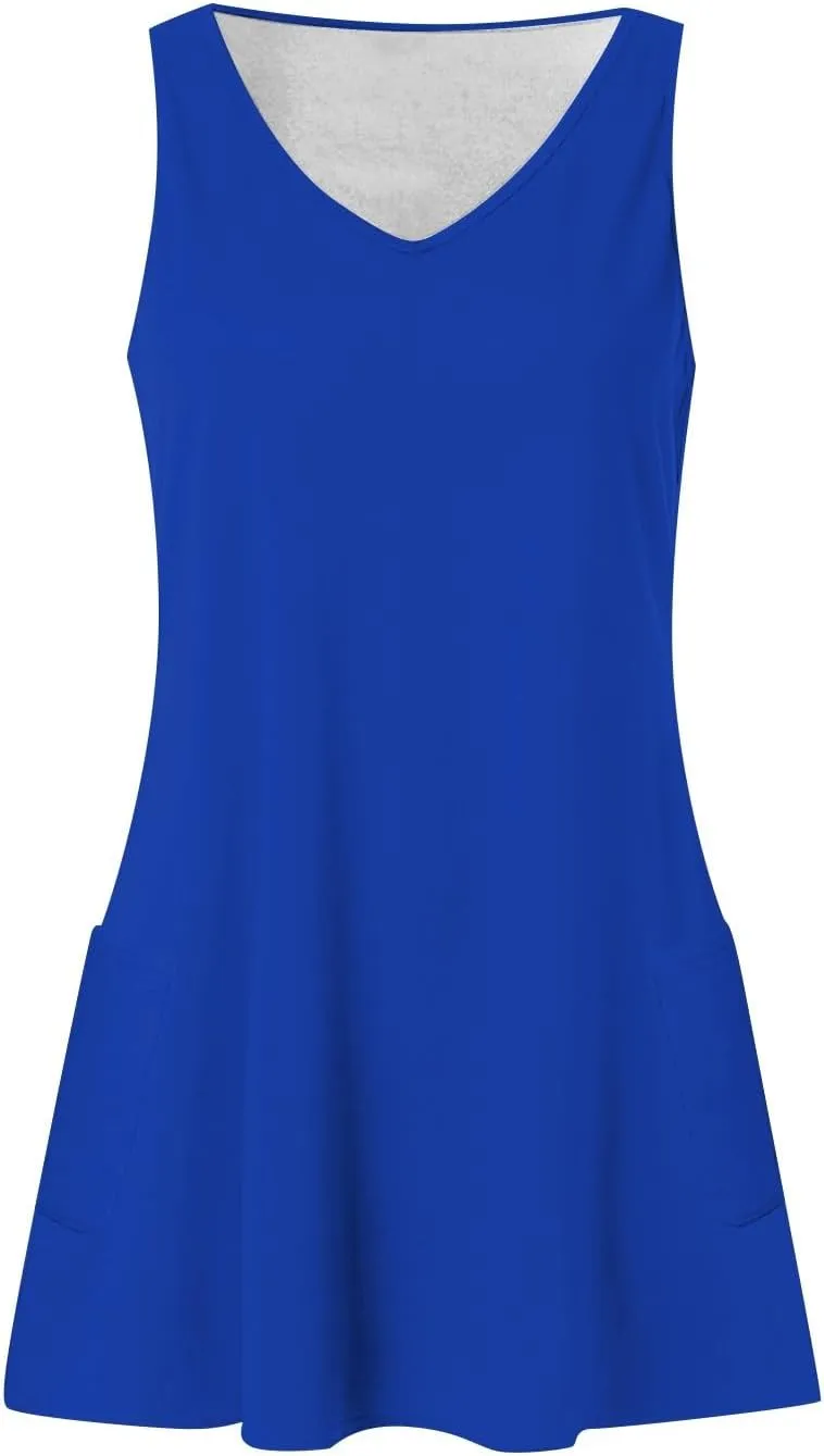 Womens Summer Dresses Sleeveless Midi Dresses for Women Plus Size Loose Flowy Dresses Women Plus Size Summer Cute