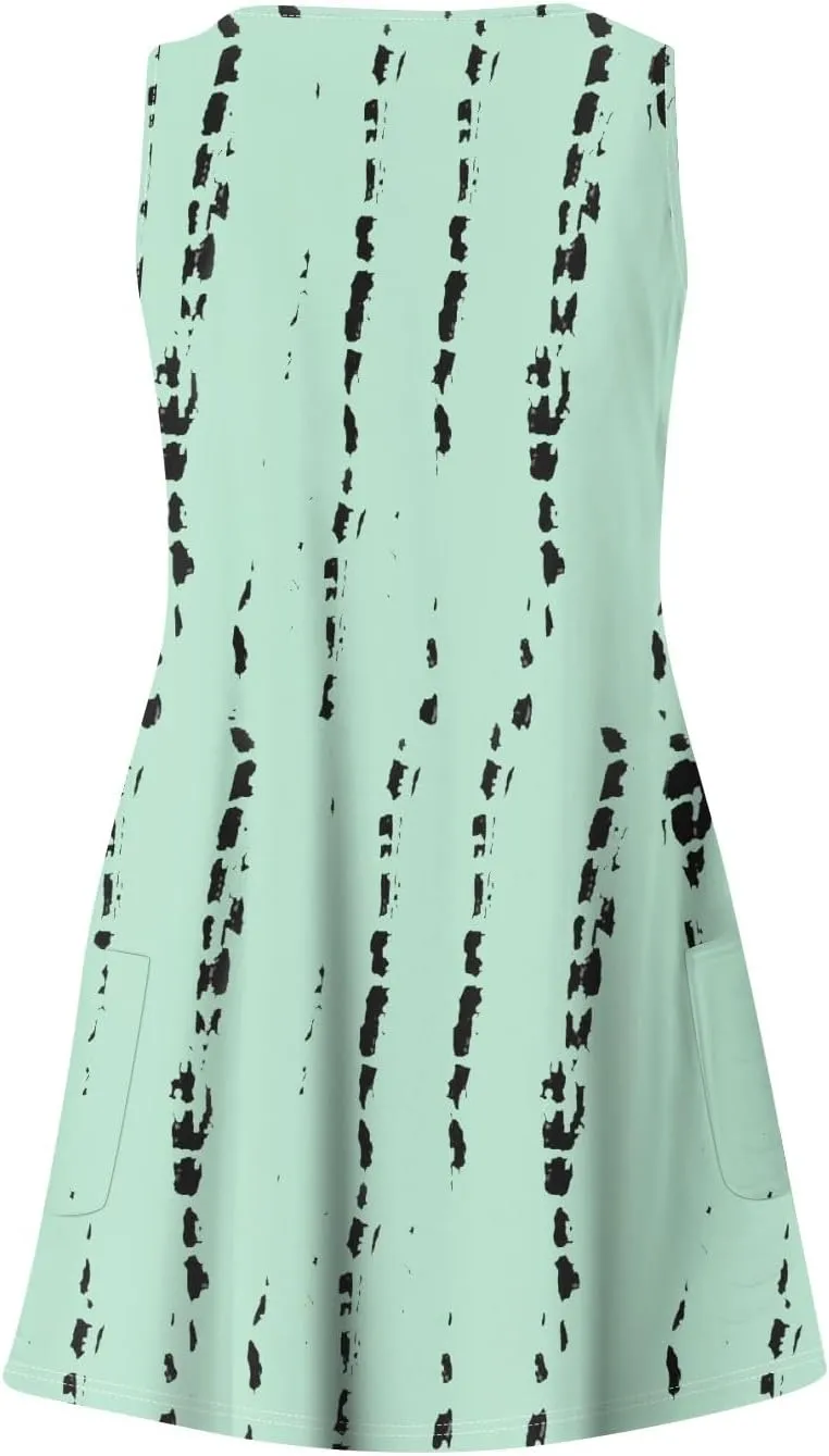 Womens Summer Dresses Sleeveless Midi Dresses for Women Plus Size Loose Flowy Dresses Women Plus Size Summer Cute
