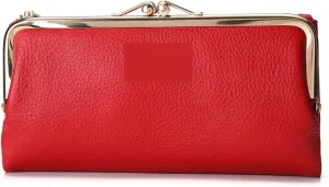 Womens wallet Luxury Long Card Holders Cow Leather Large Purse Female Clutches Money Wallets Brand Phone Purses (Red)