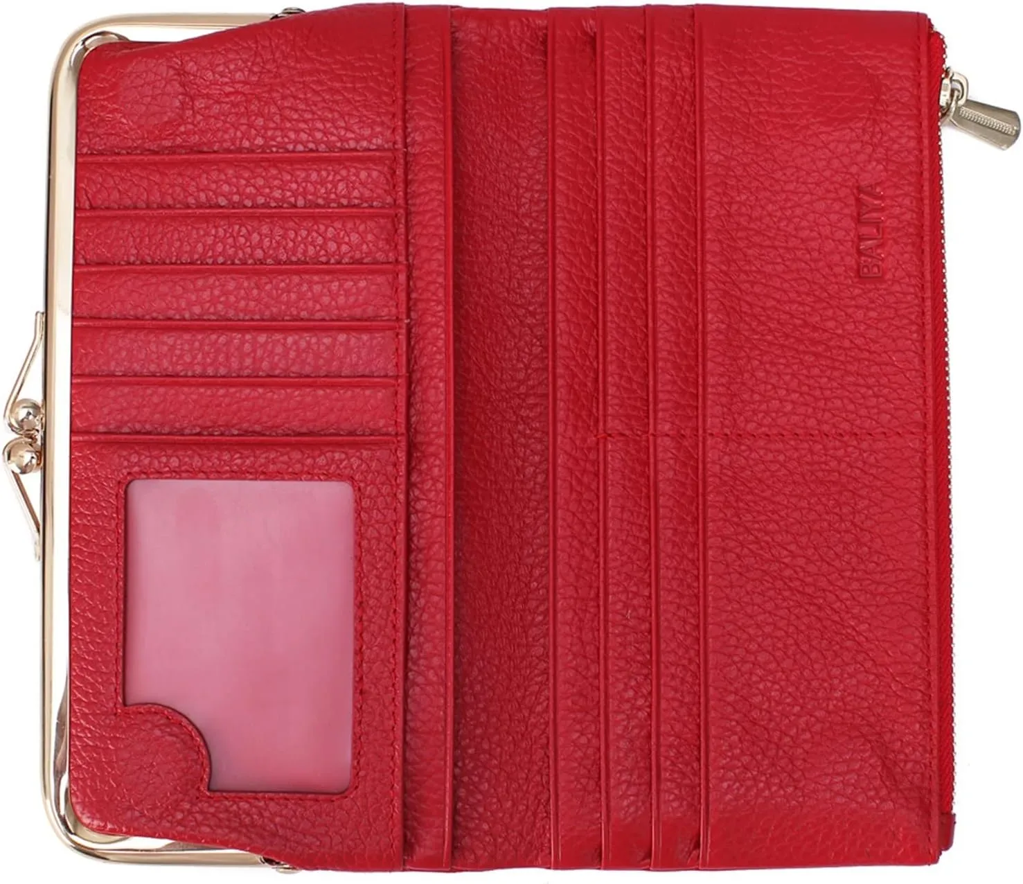 Womens wallet Luxury Long Card Holders Cow Leather Large Purse Female Clutches Money Wallets Brand Phone Purses (Red)