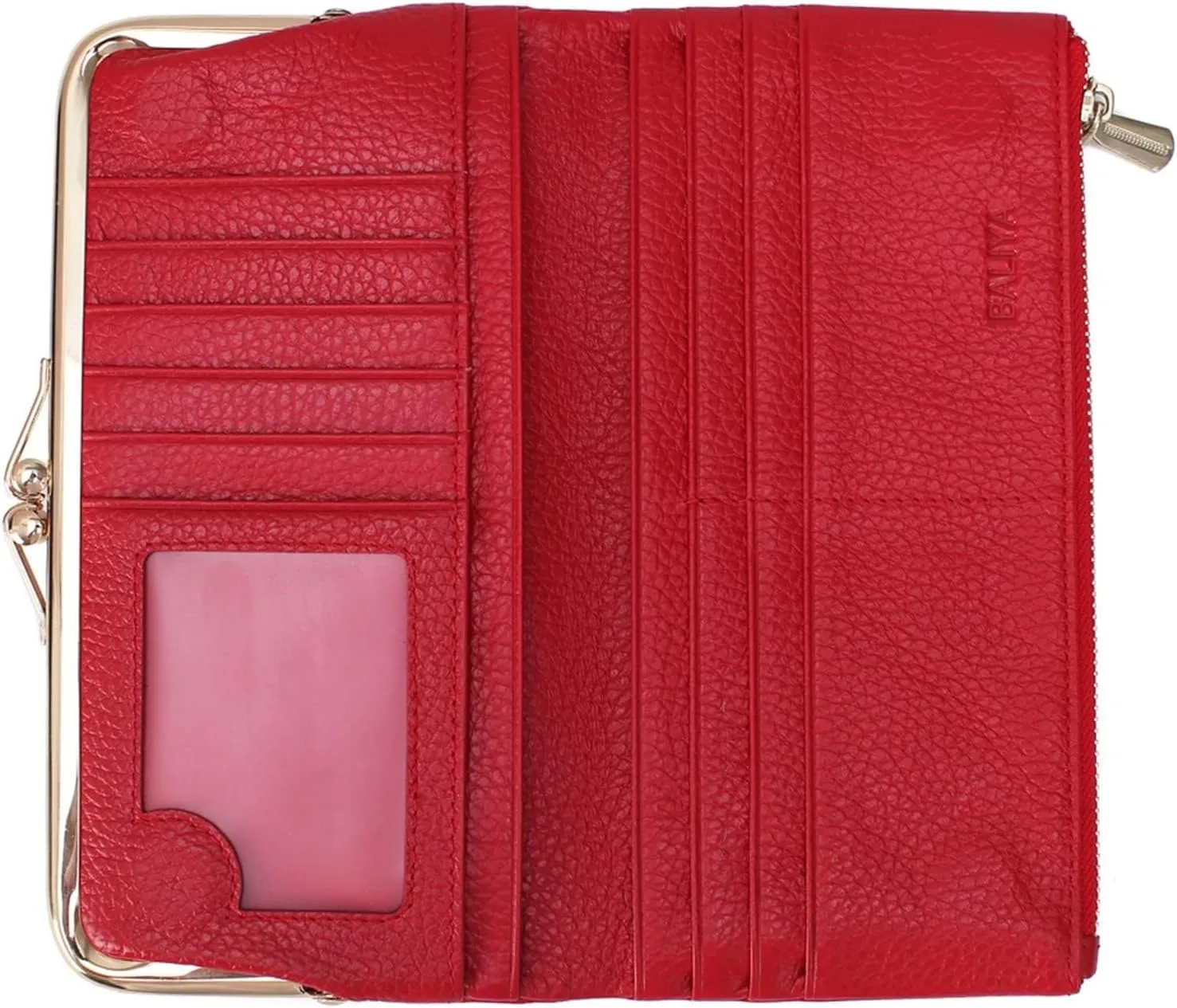 Womens wallet Luxury Long Card Holders Cow Leather Large Purse Female Clutches Money Wallets Brand Phone Purses (Wine)