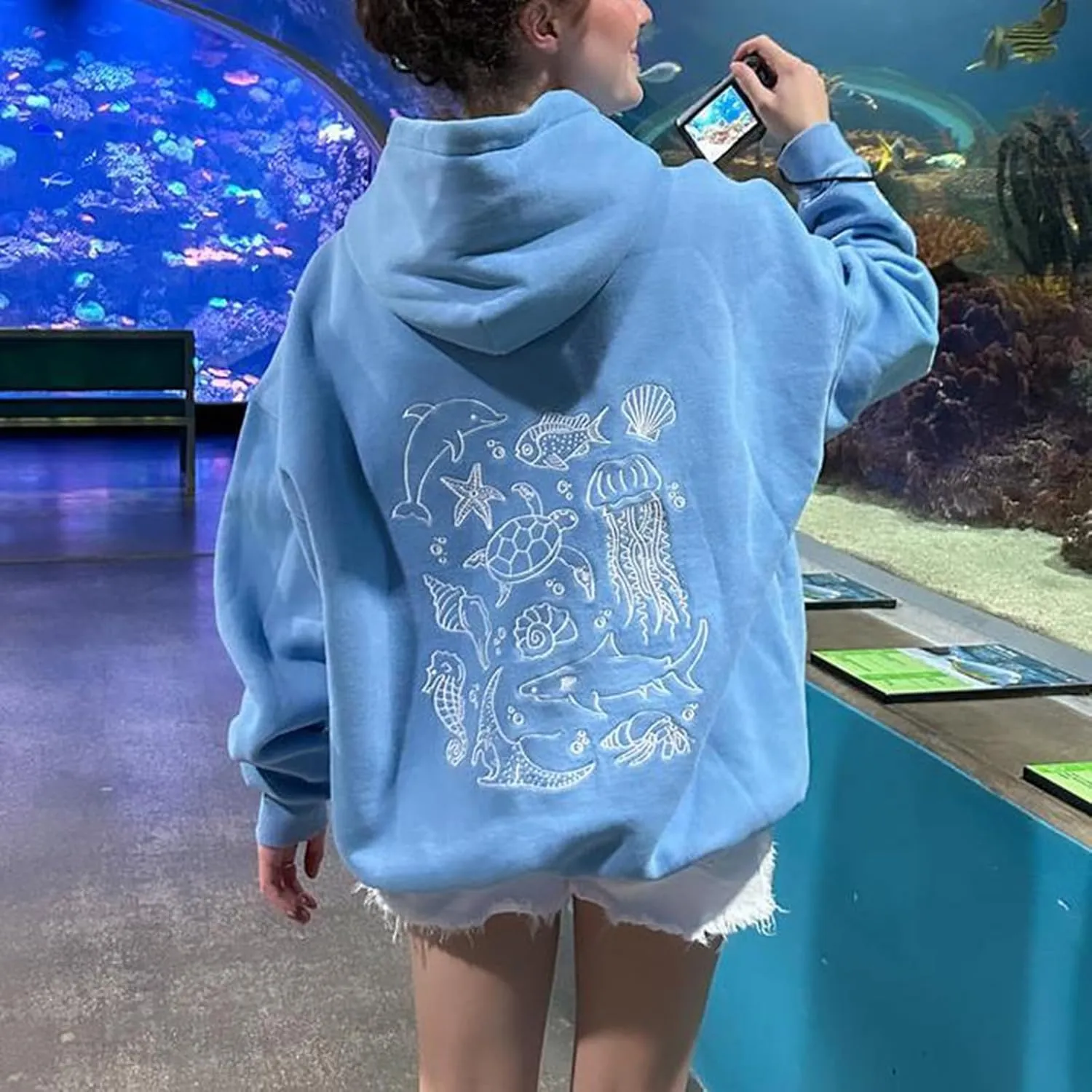 Y2k Hoodies Teen Girls Oversized Graphic Sweatshirt Women Long Sleeve Pullover Top Embroidery Preppy Sweater