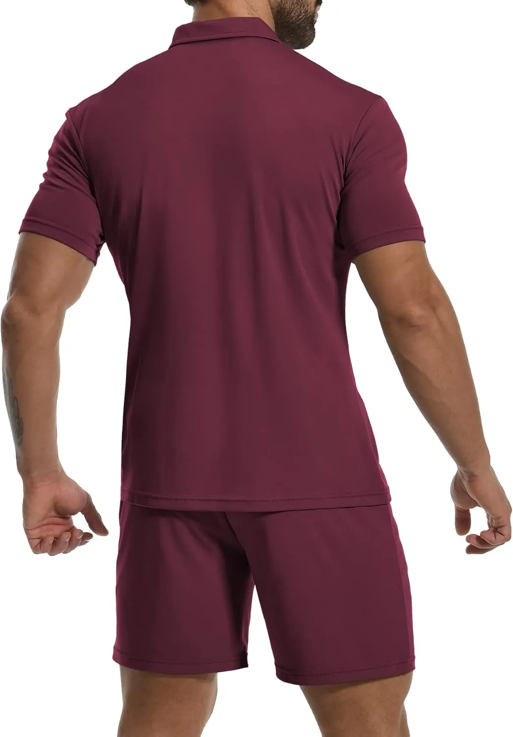 YTD Mens Short Sleeve Casual Polo Shirt and Shorts Sets Two Piece Summer Outfits Zip Polo Tracksuit Set for Men S-XXL