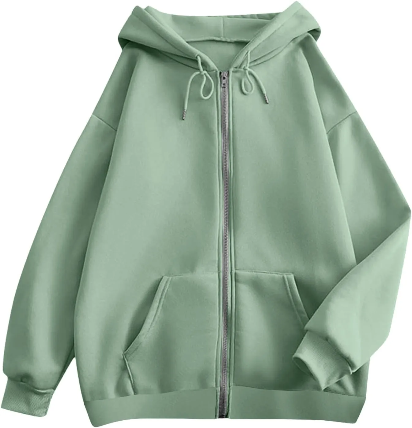 Zip Up Hoodie Women Long Sleeve Oversized Sweatshirt for Women Y2k Jacket with Pockets Fall Clothes 2024